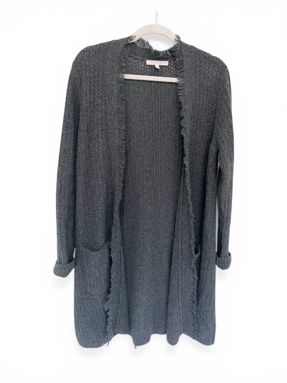 The Cashmere Project Open-Front Fringe Cardigan
